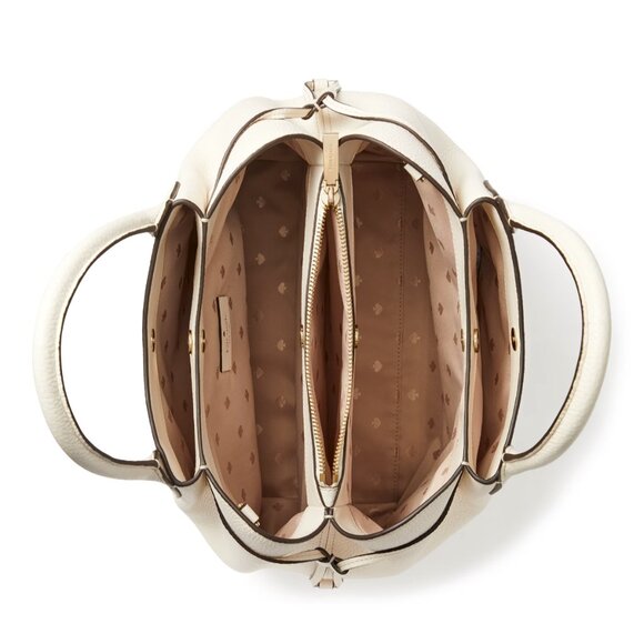 New Kate Spade Dumpling Large Satchel Pebble Leather Parchment - Picture 3 of 4